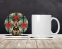 Airedale Terrier Christmas PoinsettIas Large Sandstone Coasters Pack of 4 Absorbent Round Coasters Decor Gifts for Men or Women, 4 in, Multicolor