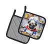Pug The Chef Pair of Pot Holders Kitchen Heat Resistant Pot Holders Sets Oven Hot Pads for Cooking Baking BBQ, 7 1/2 x 7 1/2